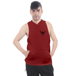 Red Sleeveless Hoodie with Black Double Headed Eagle
