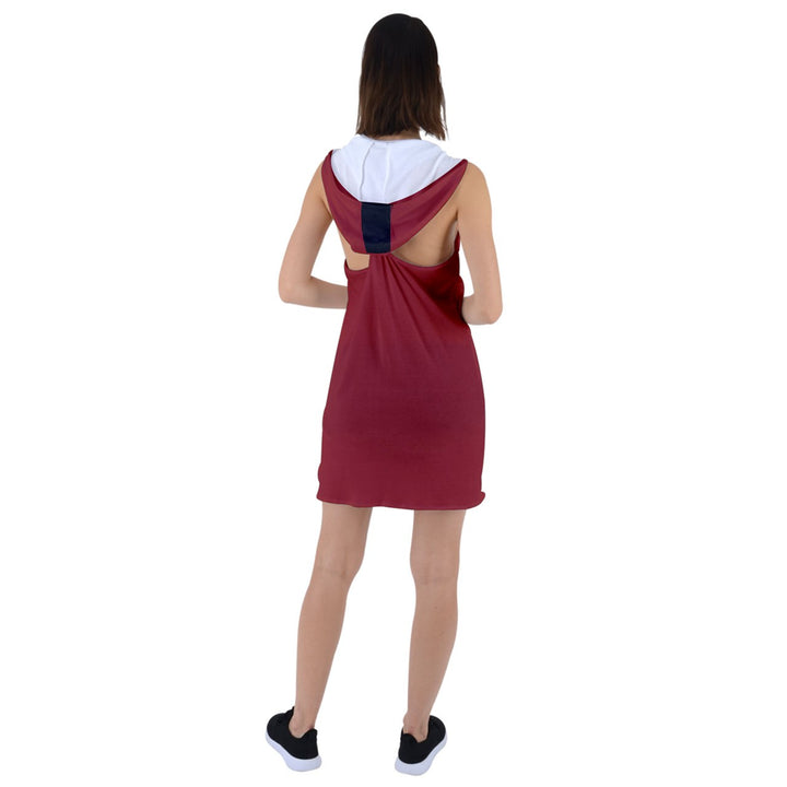 Red Czarina Racer Back Hoodie Dress with Black Accents