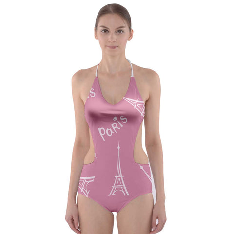 Paris in Pink Cut-Out One Piece Swimsuit