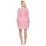 Light Pink Tiered Long Sleeve Mini Dress