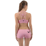 Webbed Back Gym Set in Pink with Black Double Headed Eagle