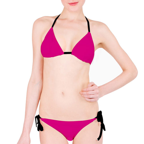 Fuscia Pink & Black Classic Bikini