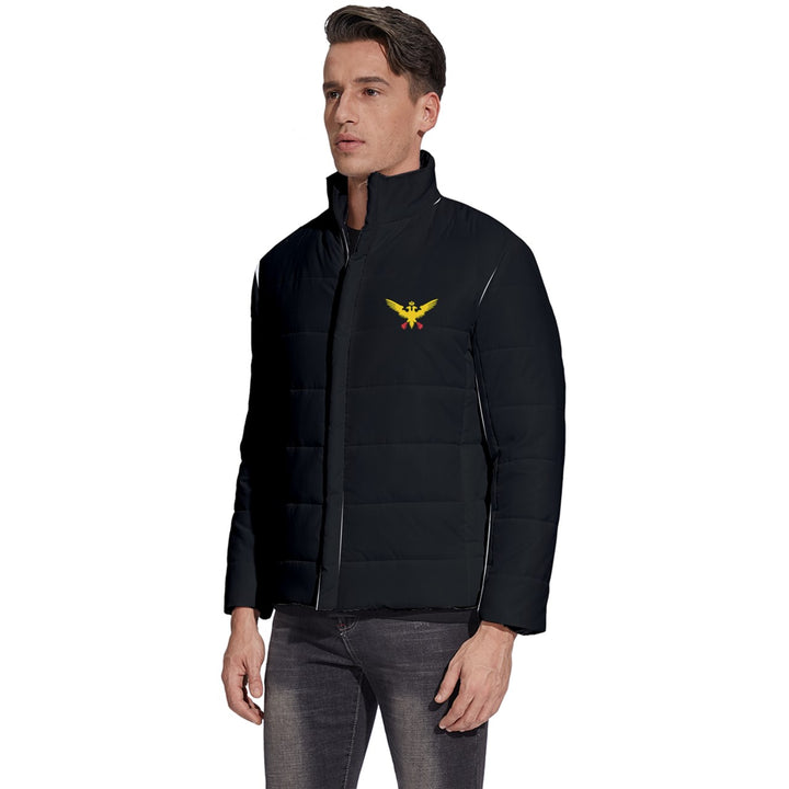 Black Puffer Jacket with Gold Fighting Eagle