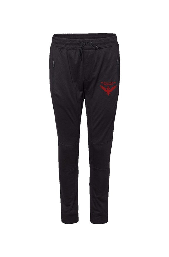 Black Performance Joggers with Red Embroidery