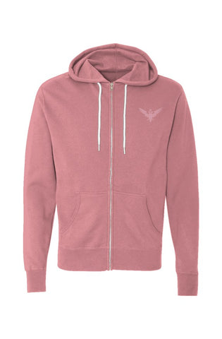 Light Pink & Dusty Rose Double-Embroidered Build Your Empire Unisex Lightweight Full-Zip Hoodie
