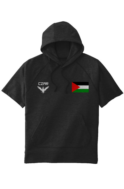 Triple Embroidered Tri-Blend Fleece Training Hoodie: Palestinian Flag+Eagle