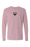 Pink Heavyweight Long Sleeve T Shirt with Black Embroidery