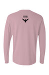 Pink Heavyweight Long Sleeve T Shirt with Black Embroidery