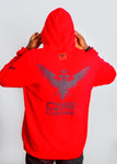 Red pullover hoody With Black CZAR CLOTHING printed 3X