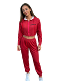 Red Hot Cropped Zip Up Lounge Set