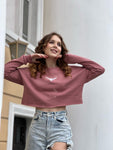 Pink long sleeve cropped shirt with Embroidered White Double Headed Eagle