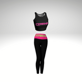 Black and Pink Yoga outfit with leggings and athletic top by Czar Clothing