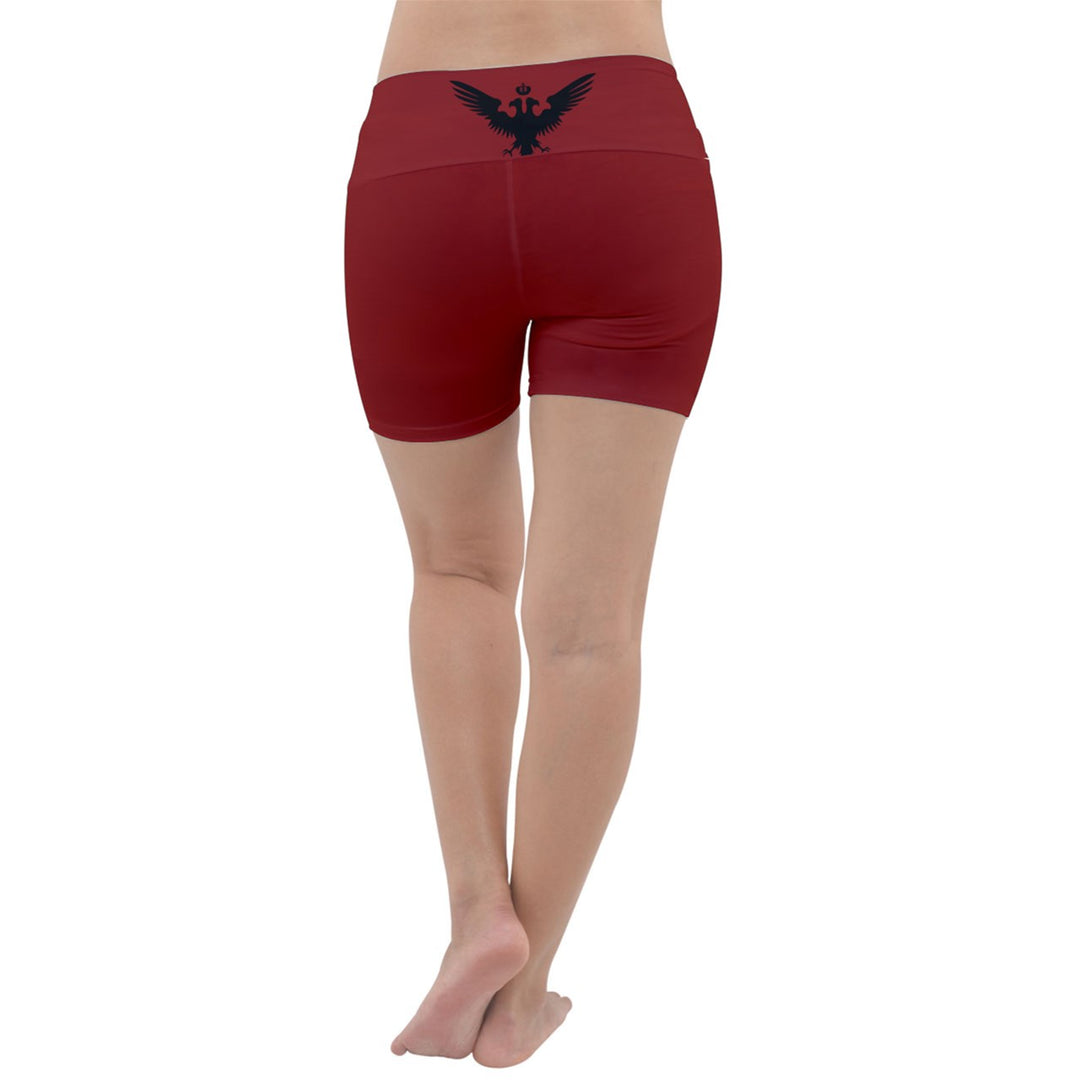 Red Velour Yoga Shorts