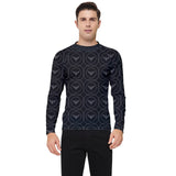 MMA, Surfing, weightlifting Men's black rash guard with gray double headed eagle pattern