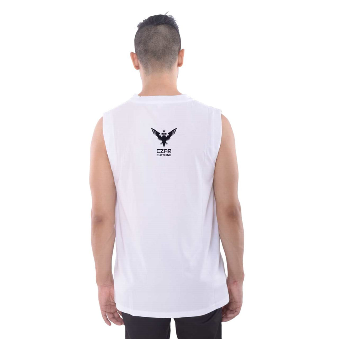 Quick Dry white Basketball Tank Top with Black Double Headed Eagle