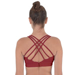 Red Sports Bra with Cross String Back