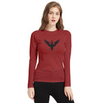 Women's Red Rash Guard with Black Eagle