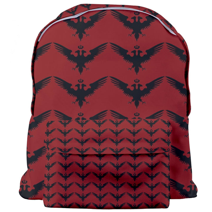 Red Czar Backpack with Black Double Headed Eagle Pattern