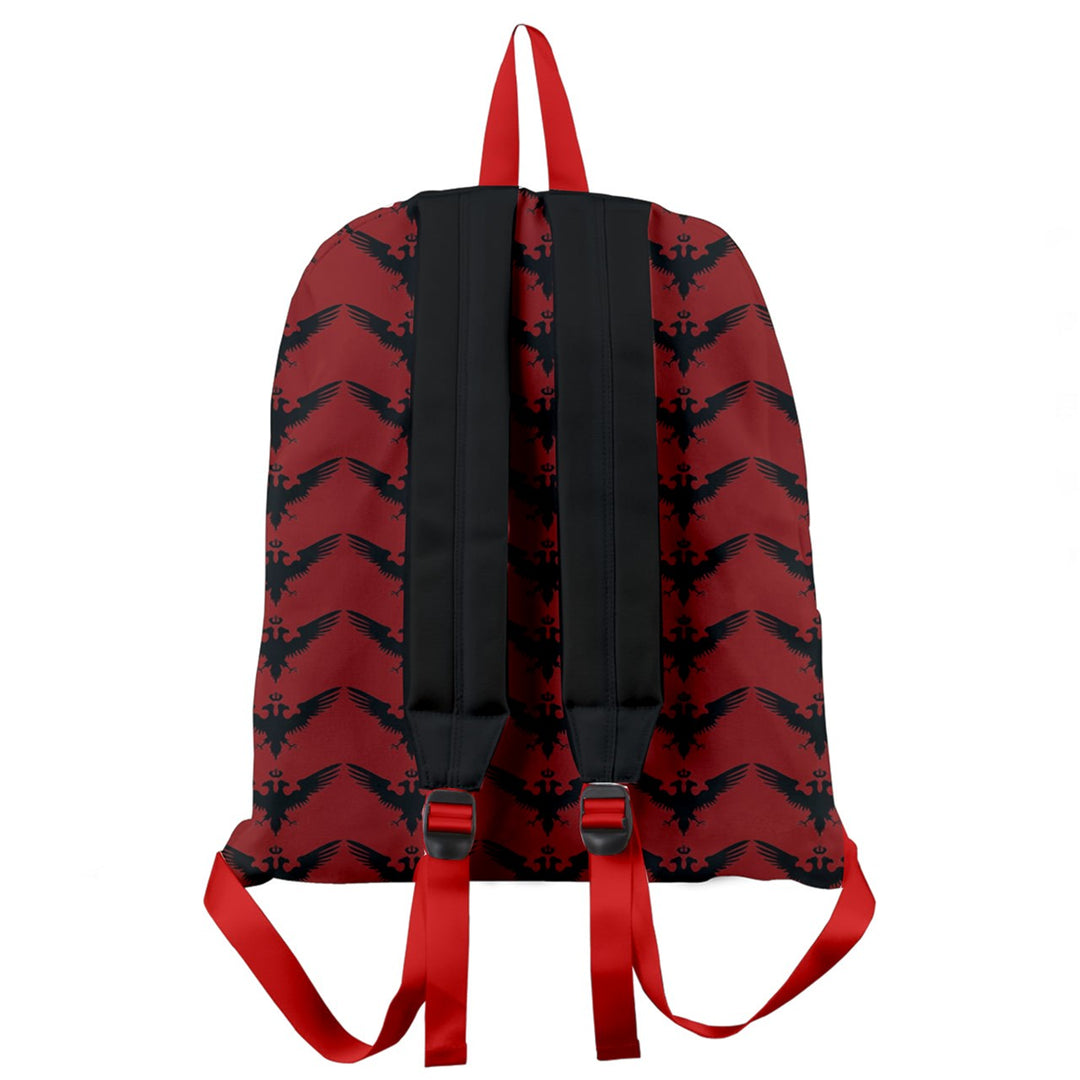 Red Czar Backpack with Black Double Headed Eagle Pattern