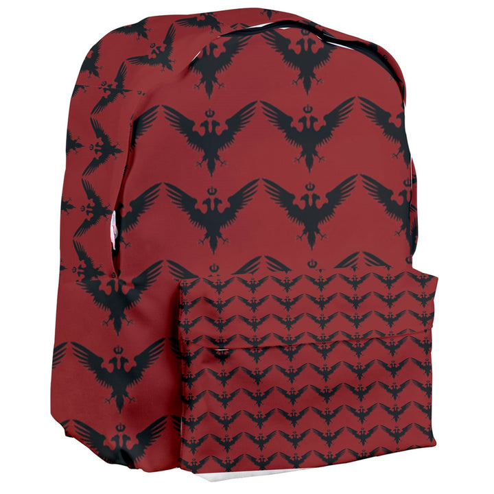 Red Czar Backpack with Black Double Headed Eagle Pattern