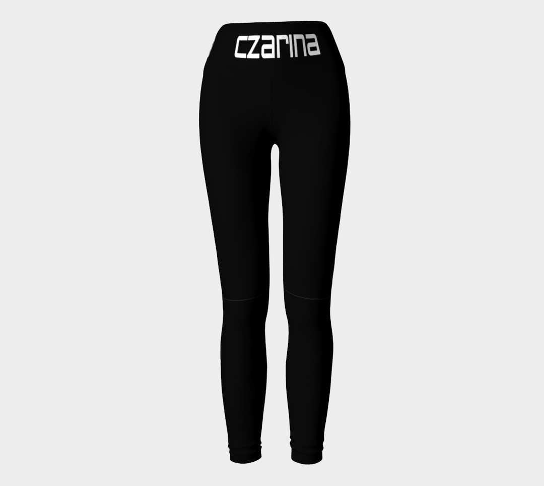 Czarina waist band Black with White Yoga Pants | Czar Clothing