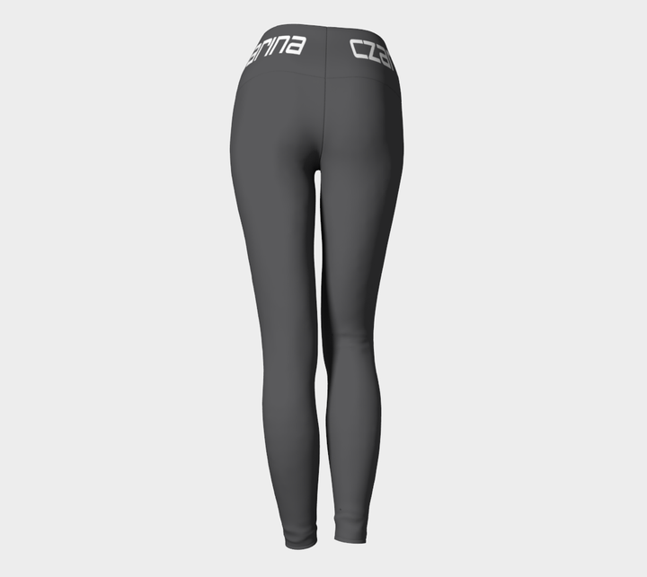 Czarina waist band Grey with White Yoga Pants | Czar Clothing