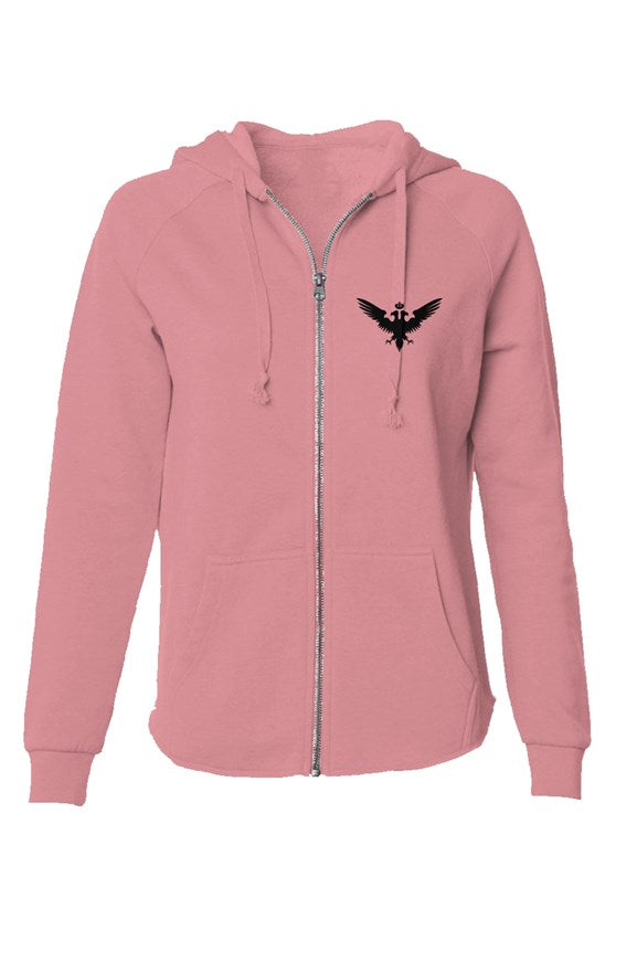 Dusty Pink Rose Hoodie with Two Black Embroidered Double Headed Eagles+Czarina Clothing Text