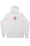 Customized White Czarina pullover hoodie with Red Rose Hoodie Liner