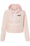 Lightweight Pink Pullover Crop Windbreaker with black embroidered Czarina Clothing 