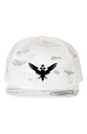 White Alpine Camo Snapback cap with Black Embroidery (black double headed eagle)