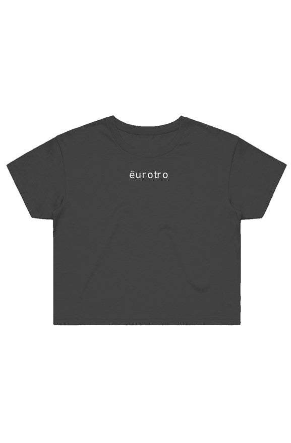 Black Street Crop Tee with White Eurotro Embroidery