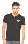 Charcoal Black triblend henley t shirt with White Embroidered Eagle