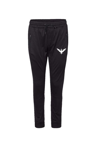 Black Performance Joggers with White Double Headed Eagle