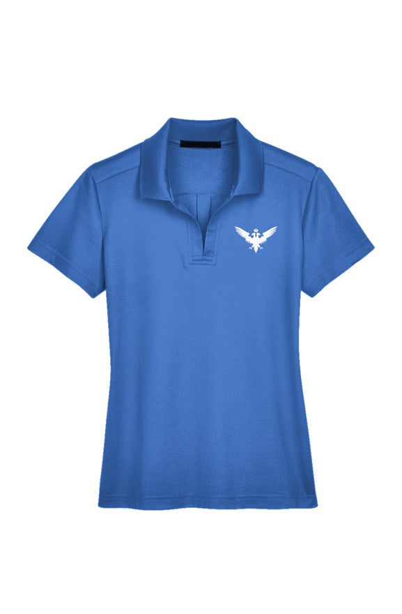 French Blue Performance Ladies' Plaited Polo with Embroidered Eagle