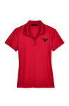 Red Performance Ladies' Plaited Polo with Black Embroidered Eagle