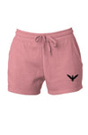 Womens Pink Cali Wave Wash Short with black embroidery