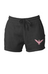 Womens Black Cali Wave Wash Short with Pink Embroidery