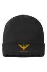 MMA Black Cuffed Beanie with Gold Embroidered Double Headed Eagle