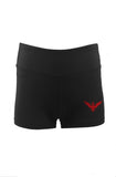 Moisture wicking Black Fitness Shorts with Red Embroidery