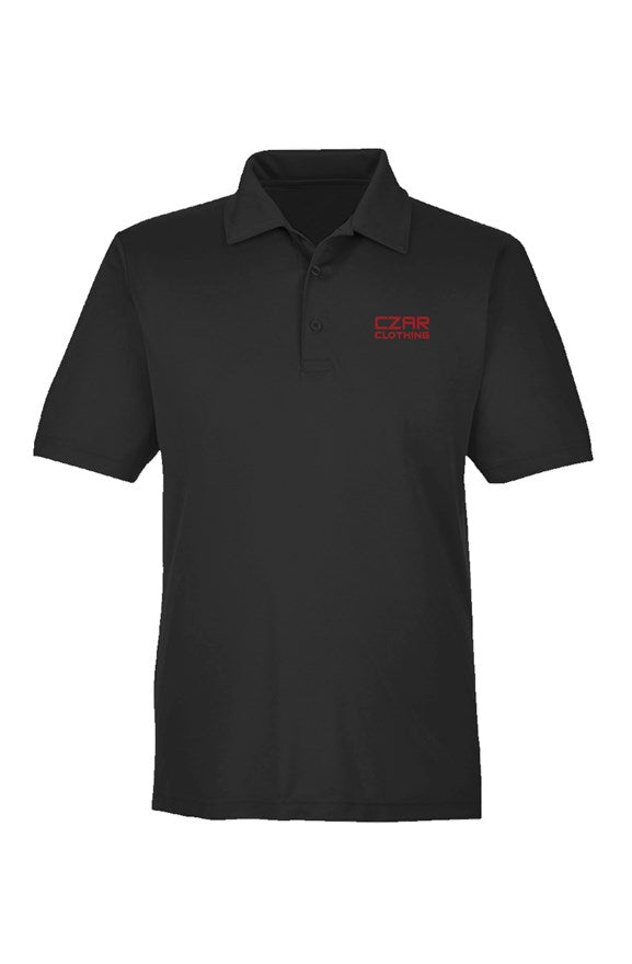 Black Lightweight Performance Sport Polo w CZAR CLOTHING Embroidered Text