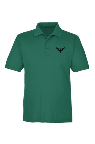 Green Lightweight Performance Sport Polo with Black Embroidered Double Headed Eagle