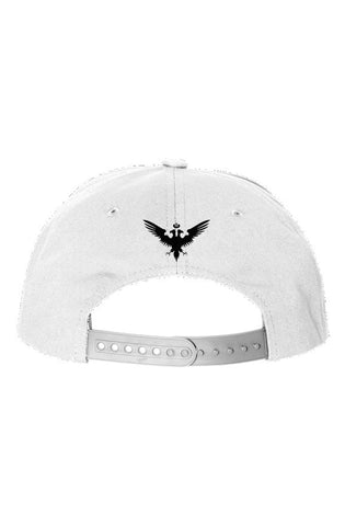 CZAR White Cotton Twill Snapback Cap with Black Embroidery