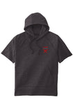 Dark Gray Tri-Blend Fleece  S/S Hooded Pullover with Dual Embroidery
