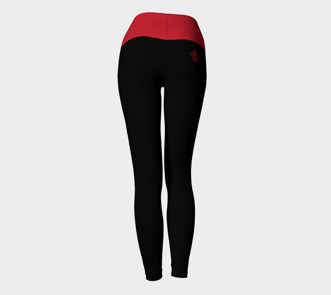 Black Leggings with Red Waistband and Black Czarina Text