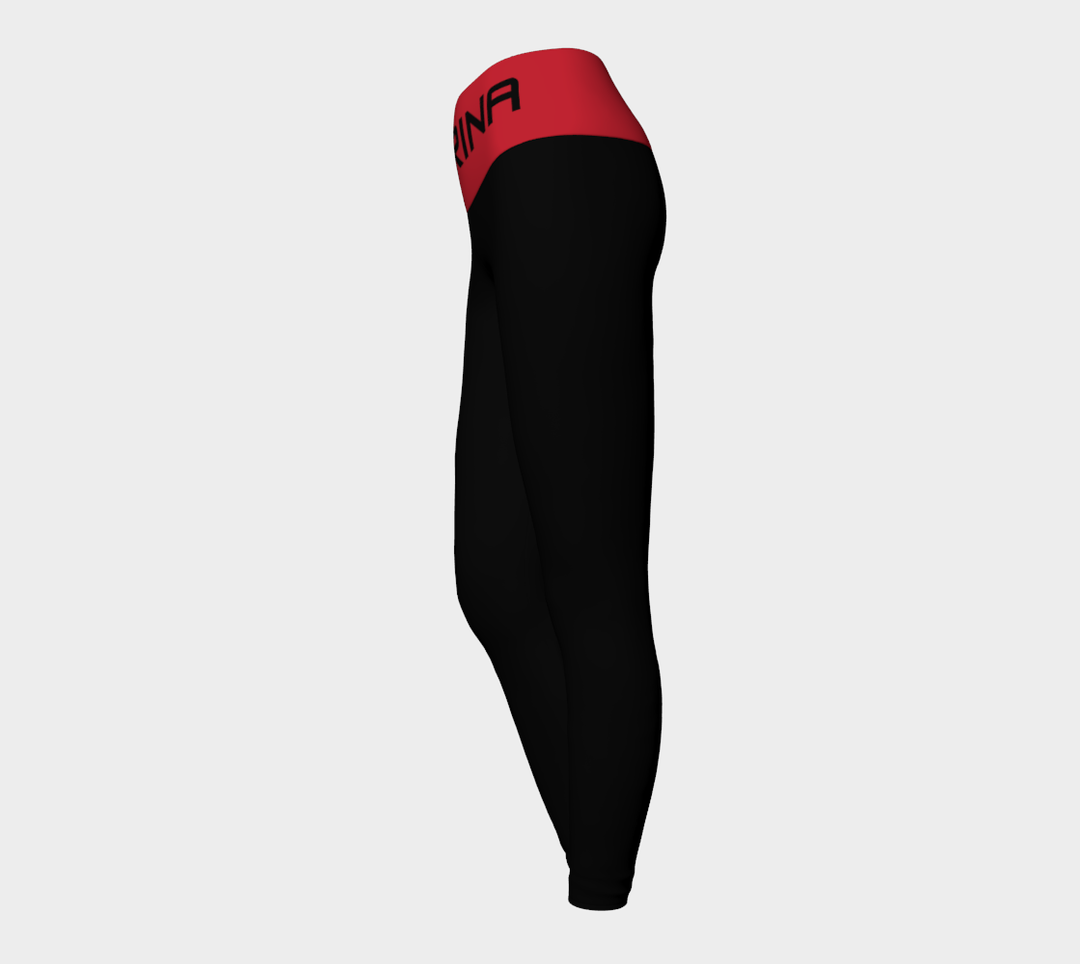 Black Leggings with Red Waistband and Black Czarina Text