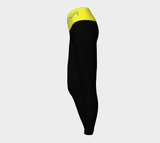Black Leggings with Yellow Waistband