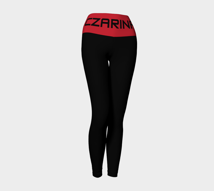 Black Leggings with Red Waistband and Black Czarina Text