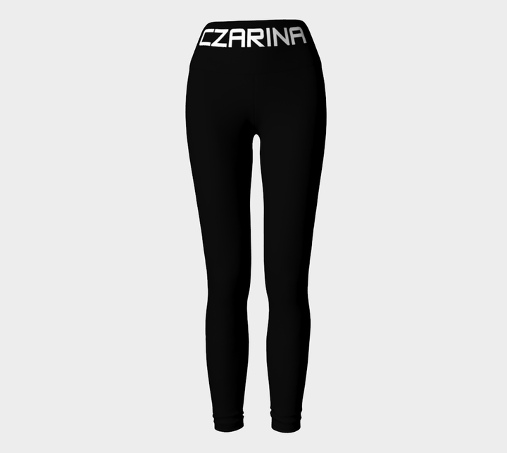 Black Yoga Leggings with White Czarina Text