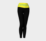 Black leggings with yellow Czarina design on the waistband with Green Czarina Text