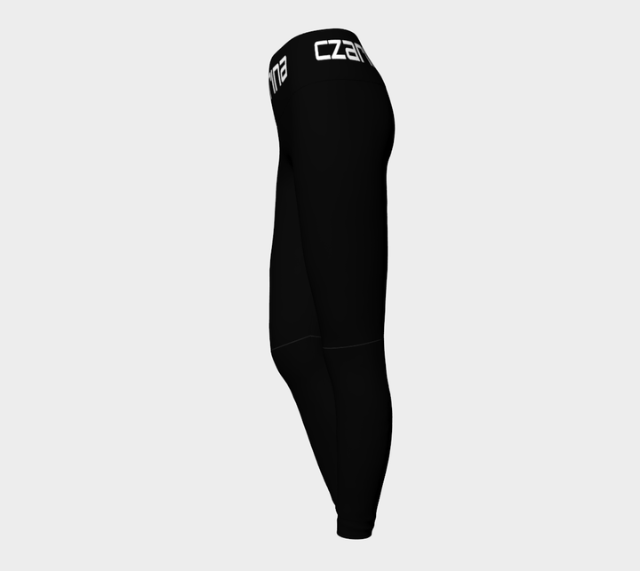 Czarina waist band Black with White Yoga Pants | Czar Clothing